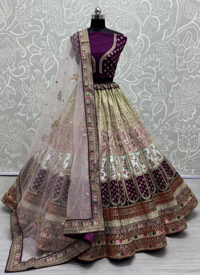 Silk Purple Wedding Wear Embroidery Work Lehenga Choli